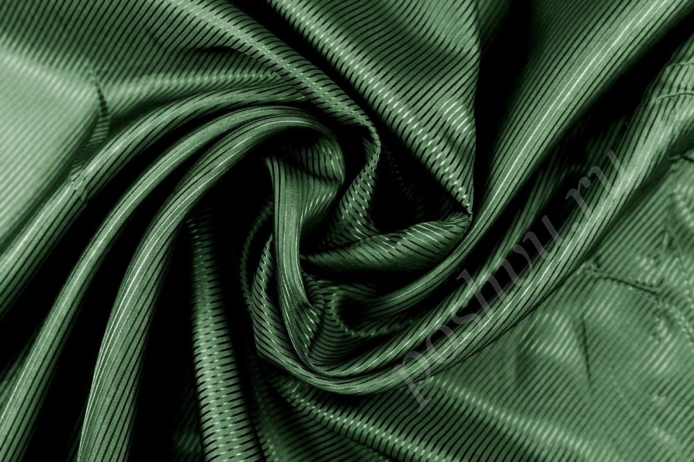 Подкладочная жаккардовая ткань зеленого цвета в полоску