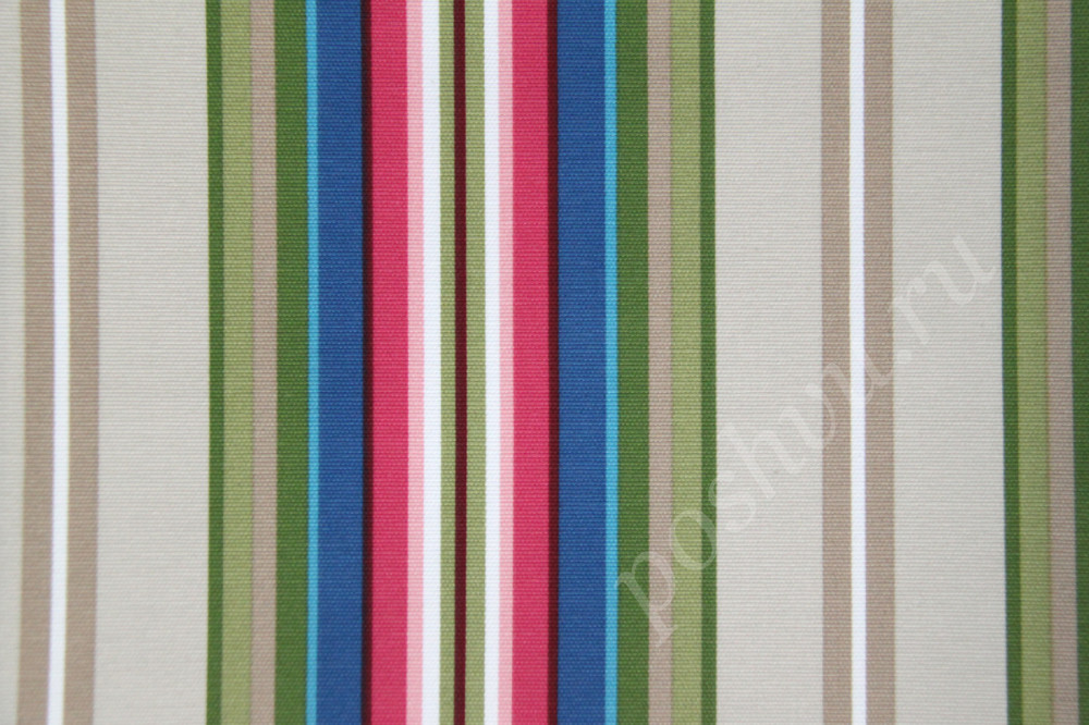 Портьерная ткань рогожка CAMBERLEY синие, серые, зеленые полосы разной ширины