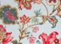 Портьерная ткань рогожка CAMBERLEY сказочные красные цветы на светло-голубом фоне
