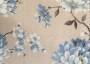 Портьерная ткань рогожка CINNIA серо-голубые цветы с веточками