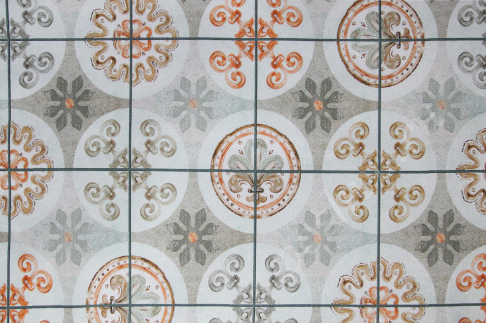 Портьерная ткань рогожка MEDINA орнамент в серо-бежевых тонах в клетке