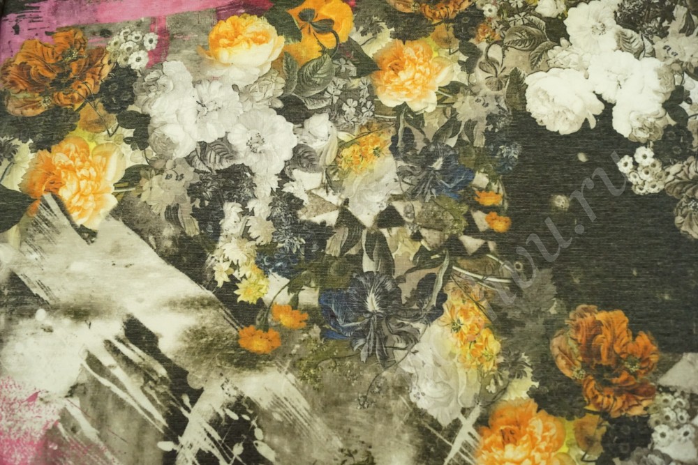 Ткань вискоза с цветочным принтом