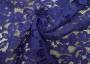 Гипюровая ткань синего цвета с цветочным узором