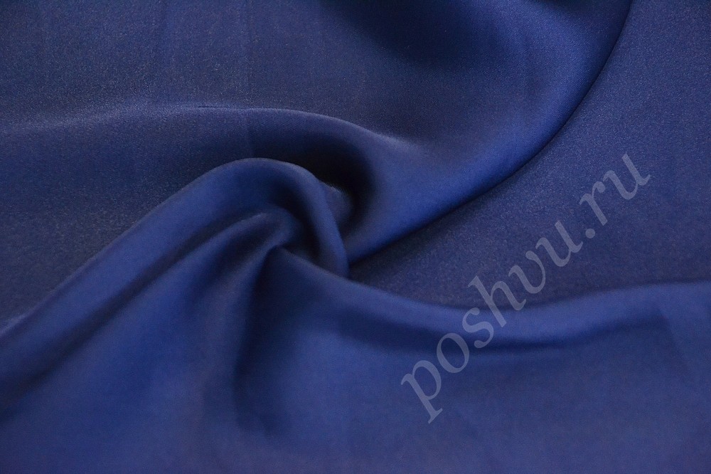 Ткань блузочная тёмно-синего цвета