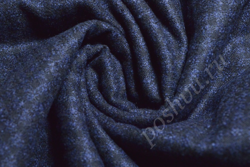 Ткань костюмная в черно-синюю клетку