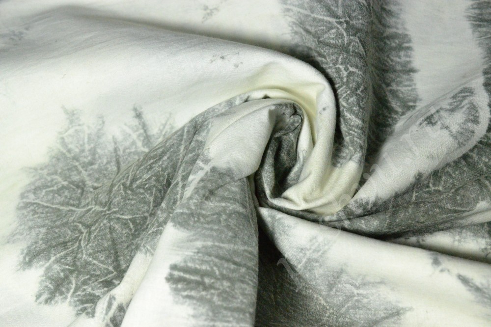 Ткань хлопок белого оттенка в серый узор