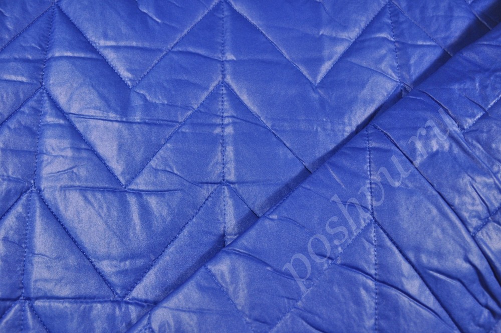 Курточная стеганая ткань Зиг-Заг синего цвета