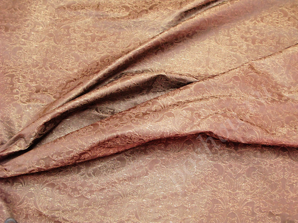 Портьерная ткань ЭСТЕЛЬ компаньон мелкие вензеля на коричневом фоне