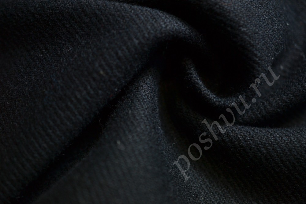 Пальтовая ткань черного цвета в рубчик
