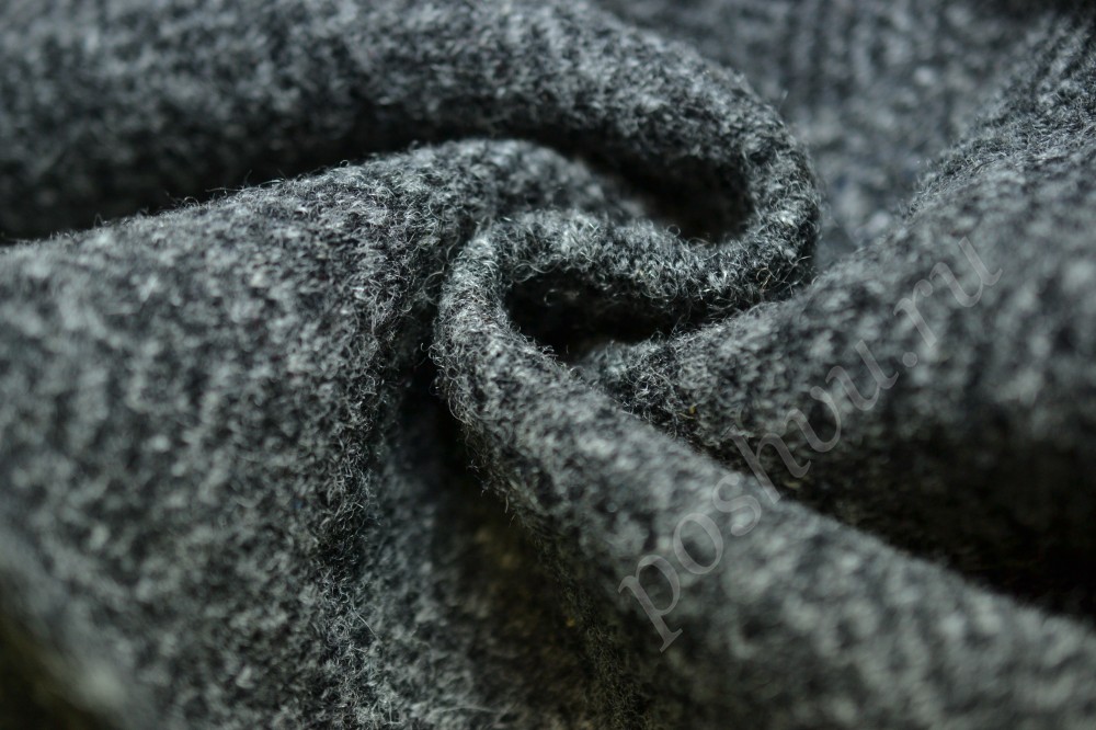 Ткань пальтовая серого оттенка с ворсом