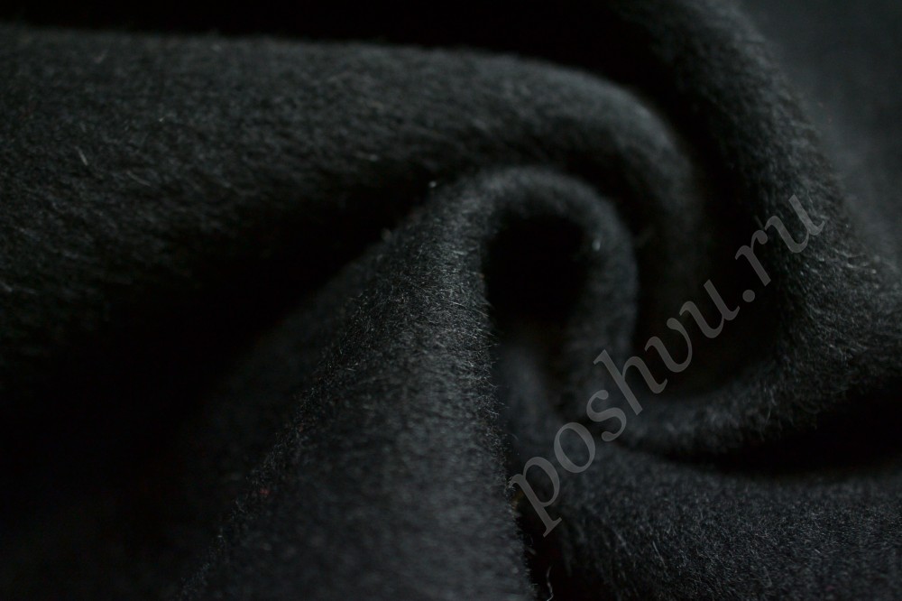 Ткань пальтовая сине-черного оттенка