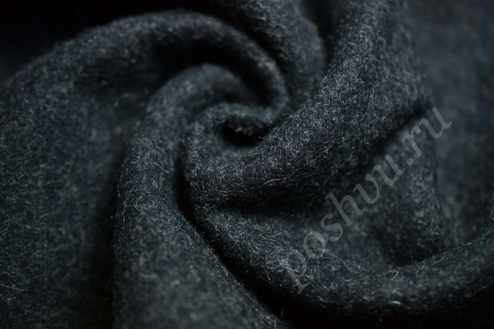 Ткань пальтовая темно-серого оттенка с ворсом
