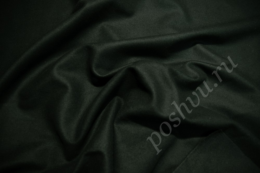 Пальтовая ткань с кашемиром темно-зеленого цвета