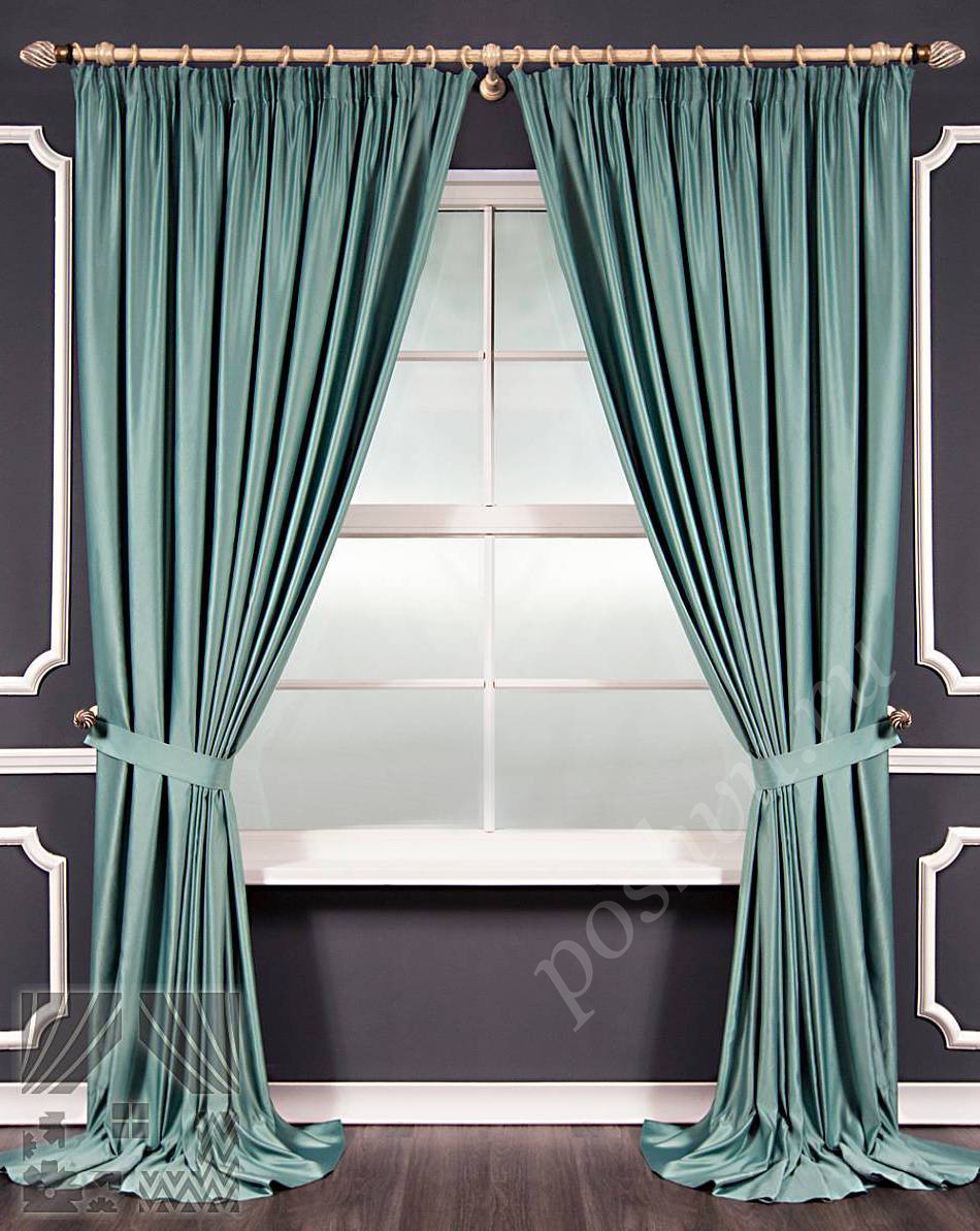 Элегантный комплект готовых штор бирюзового цвета для гостиной или спальни