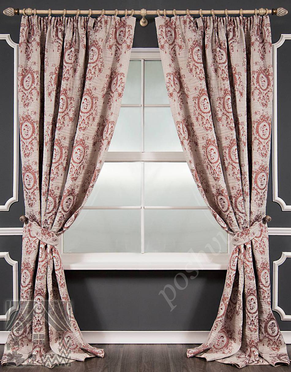 Классический комплект готовых штор в розовых тонах для гостиной или спальни