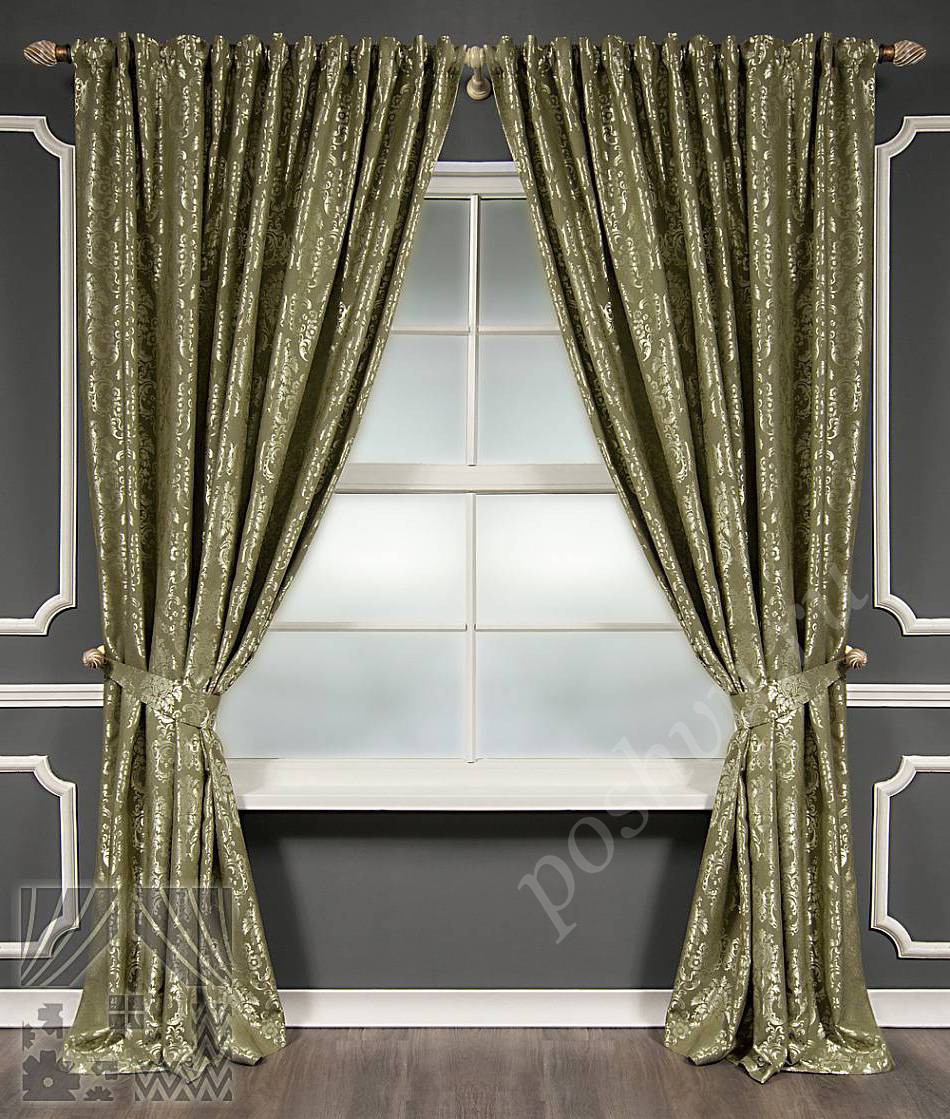 Роскошный комплект готовых штор с классическим рисунком для гостиной или спальни