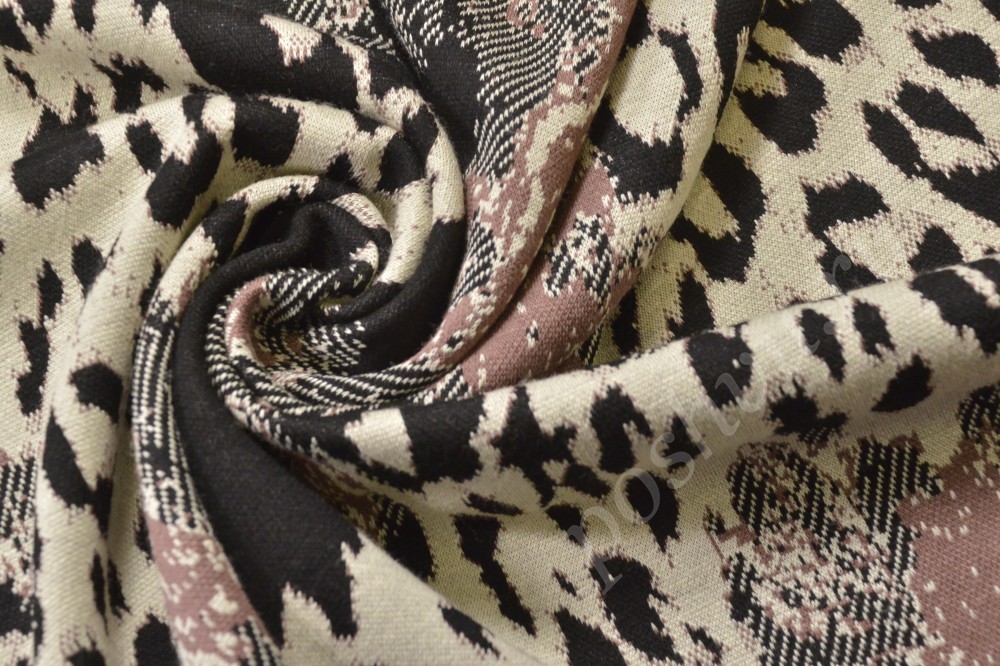 Элегантная ткань трикотаж жаккардовый леопард с цветами