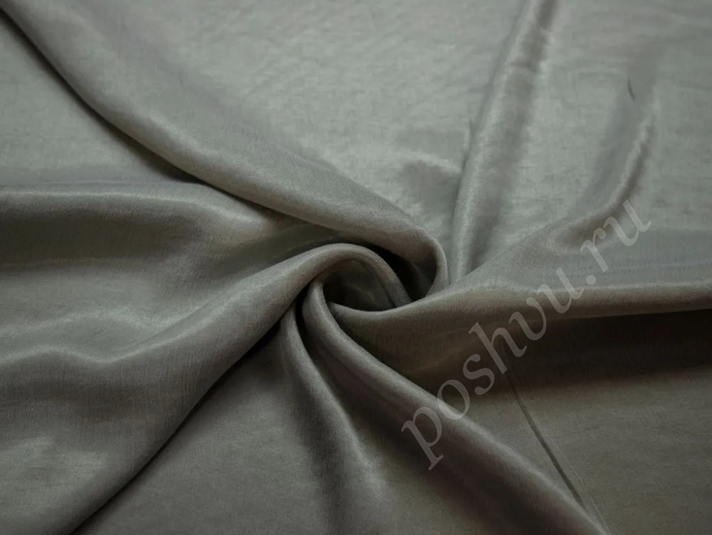 Плательная ткань серого цвета с эффектом мокрого шелка (169г/м2)