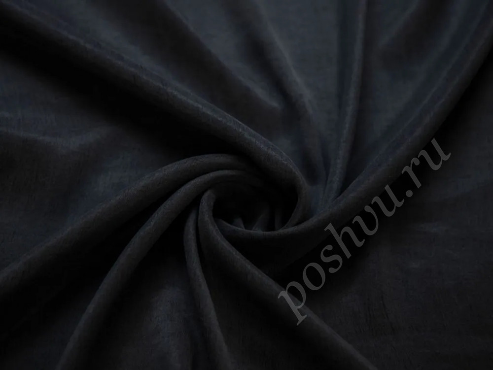 Плательная ткань темно-синего цвета с эффектом мокрого шелка (173г/м2)