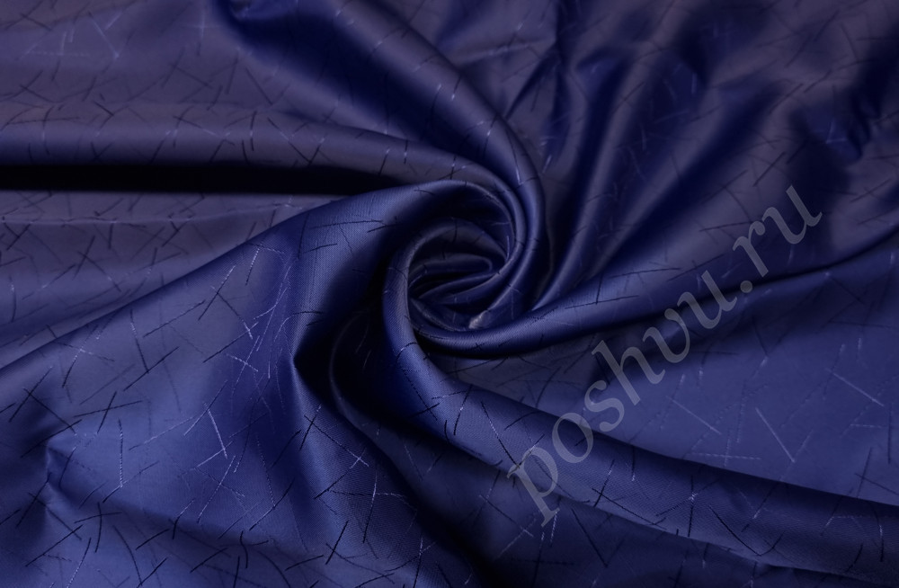 Подкладочная ткань жаккард штрихи, цвет синий