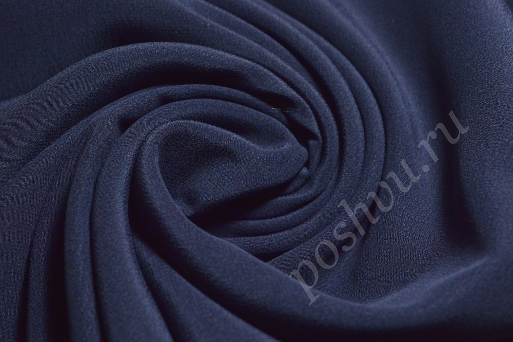 Ткань креповый шелк темно-синего оттенка