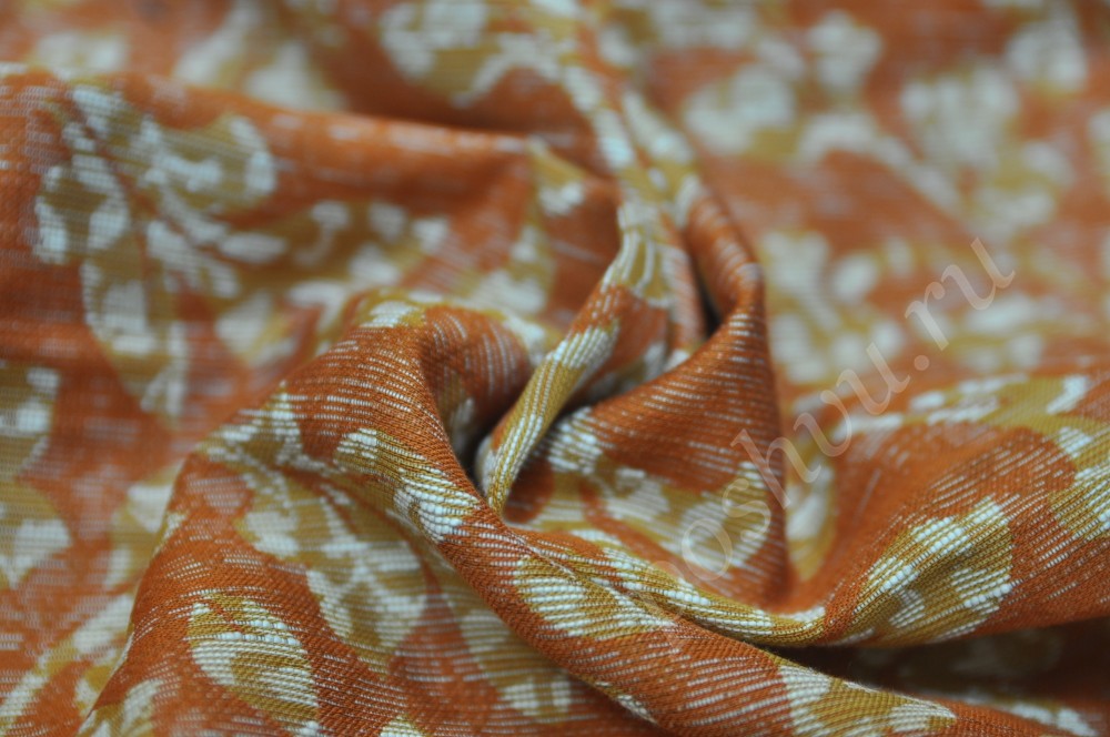 Жаккард двухсторонний бело-оранжевый