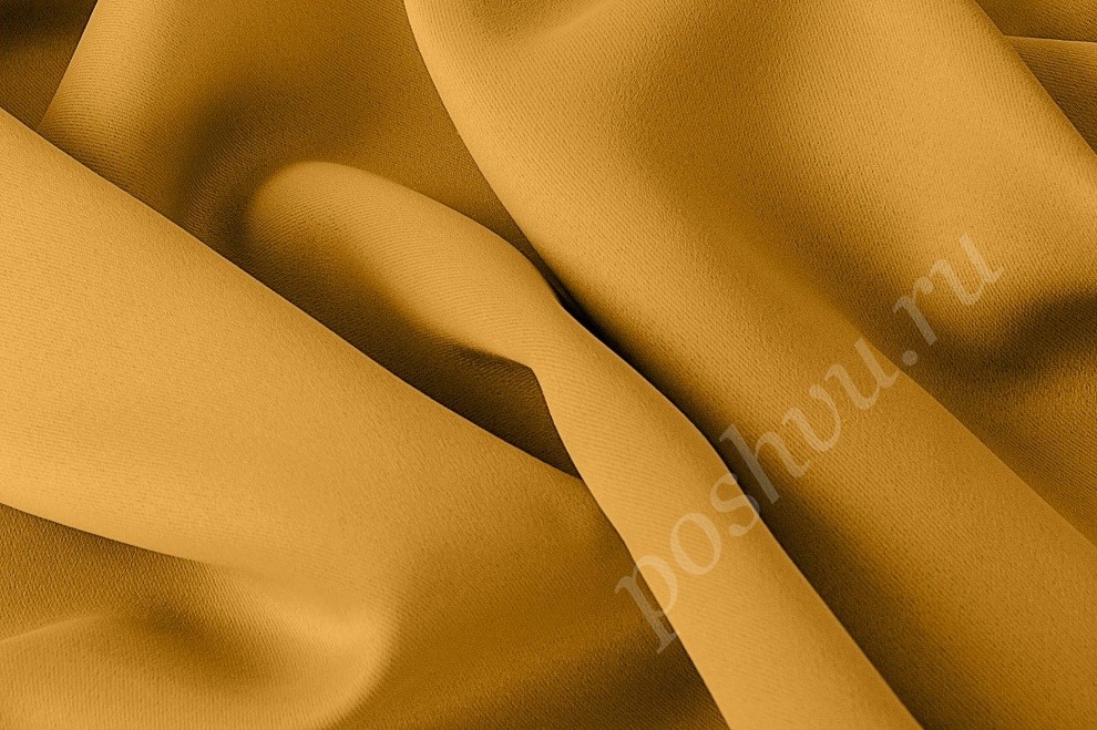 Портьера Блэкаут желтого цвета с чёрной нитью