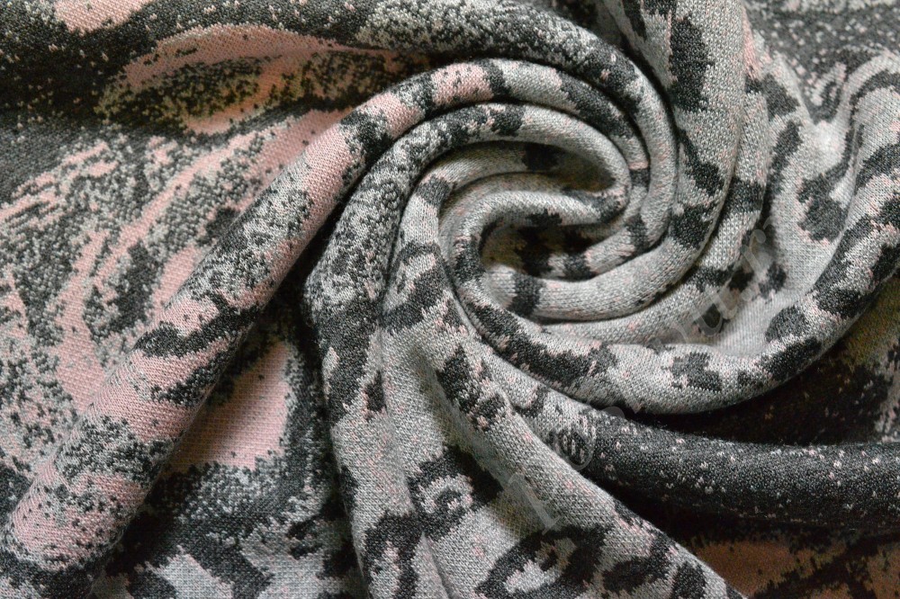 Ткань трикотаж серого оттенка в цветочный узор