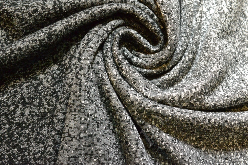 Трикотажная ткань темно-серого оттенка в рельефный узор