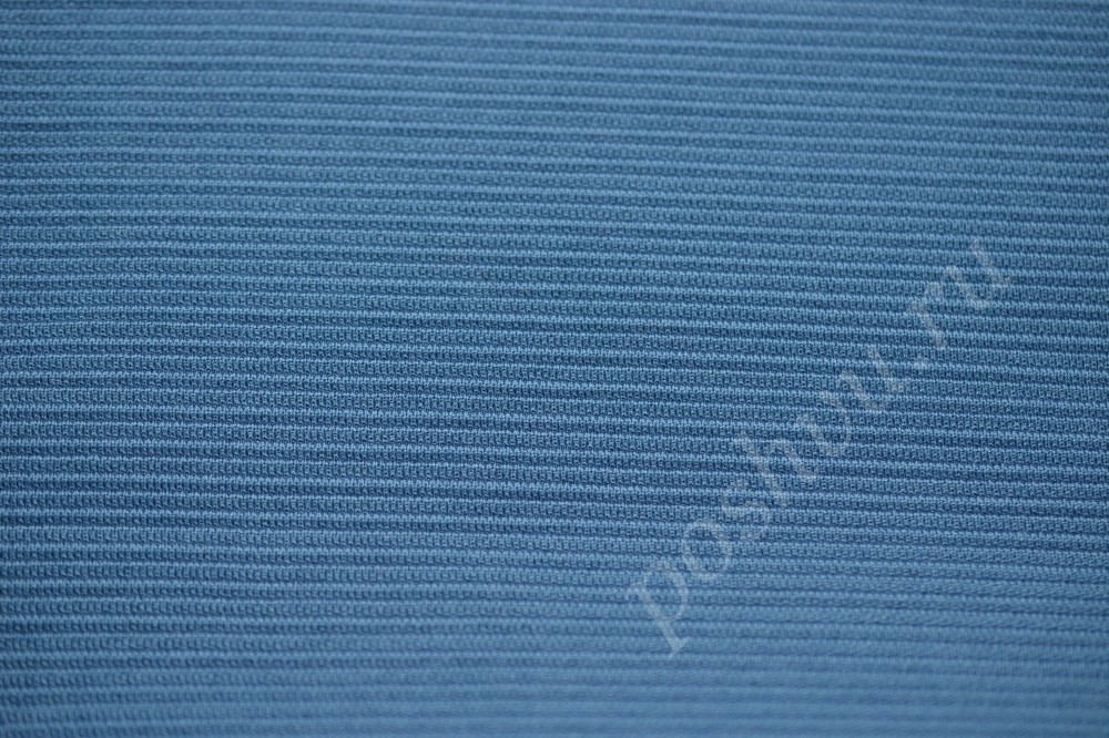 Ткань трикотаж голубого оттенка в тоную рельефную полску
