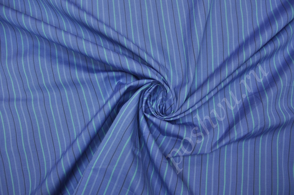 Хлопковая ткань CANCLINI синего цвета в полоску