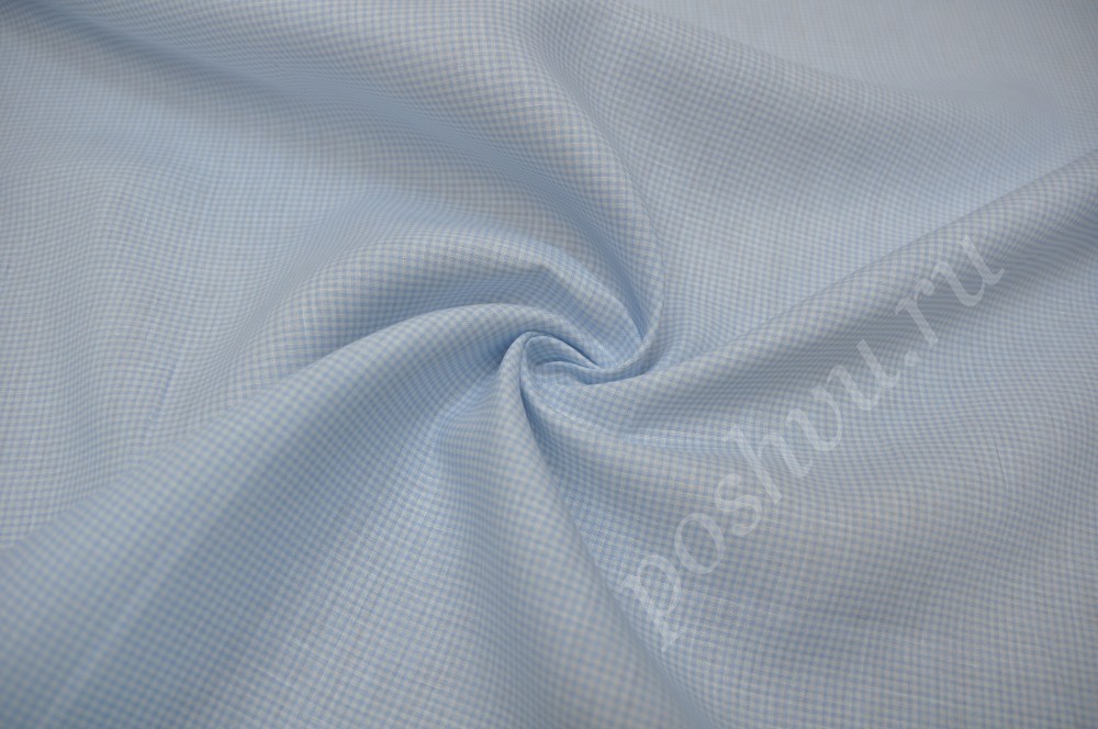 Льняная костюмная ткань бело-голубого цвета