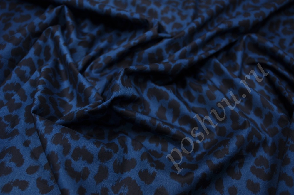 Поплин набивной синий леопард