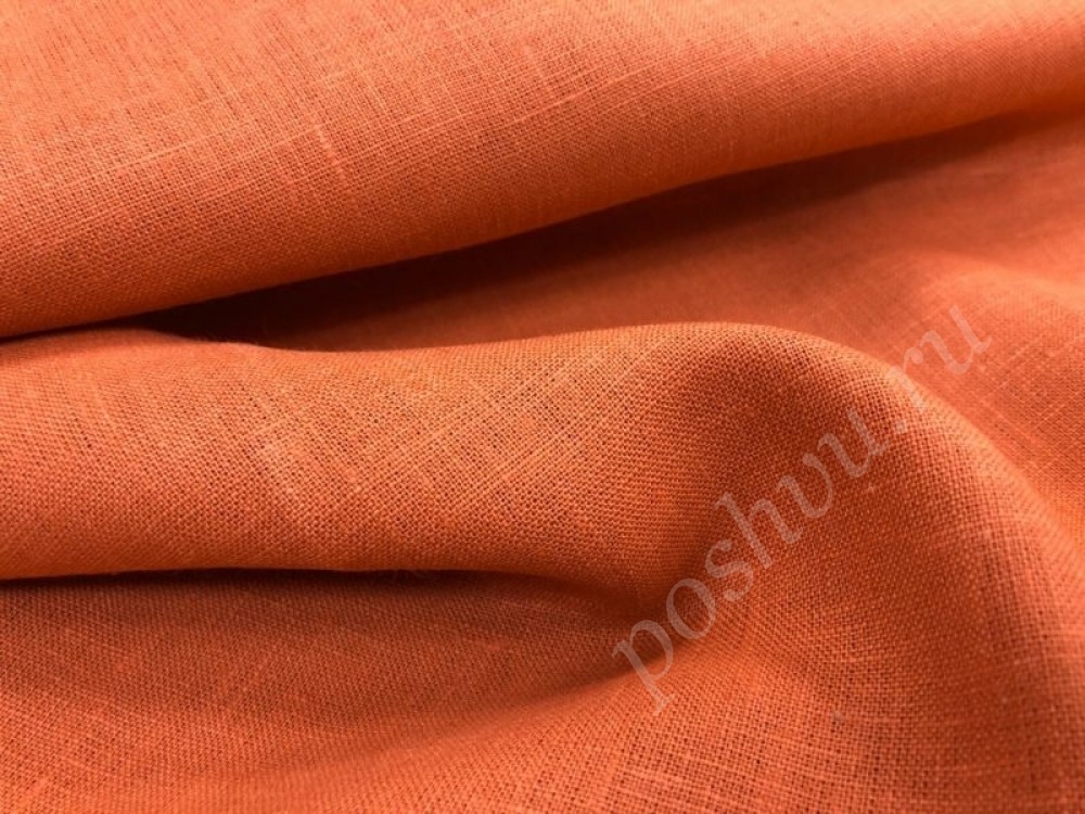 Умягченная льняная ткань оранжевого цвета