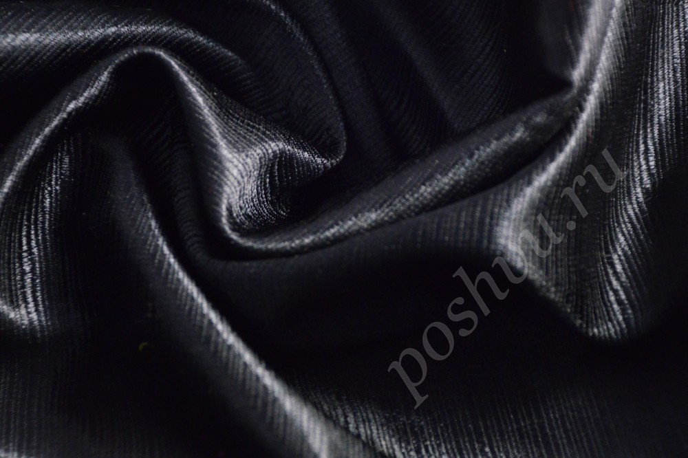 Ткань костюмная черного оттенка с блеском