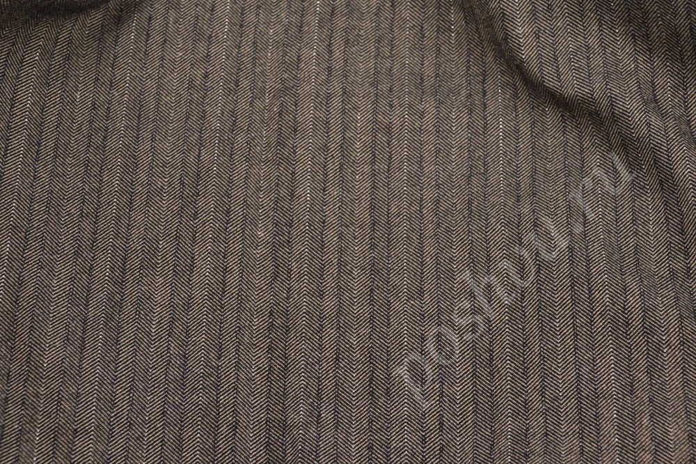 Ткань костюмная вискоза в серо-коричневый рельефный узор