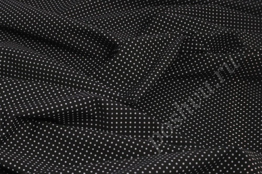 Рубашечная ткань черного цвета в горох