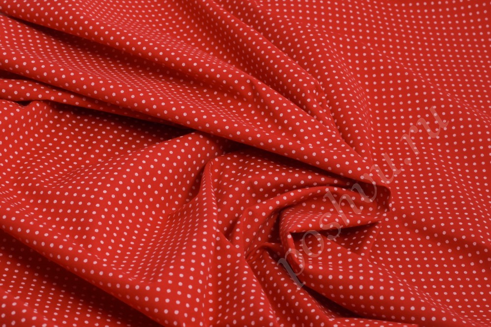 Рубашечная ткань красного цвета в горох