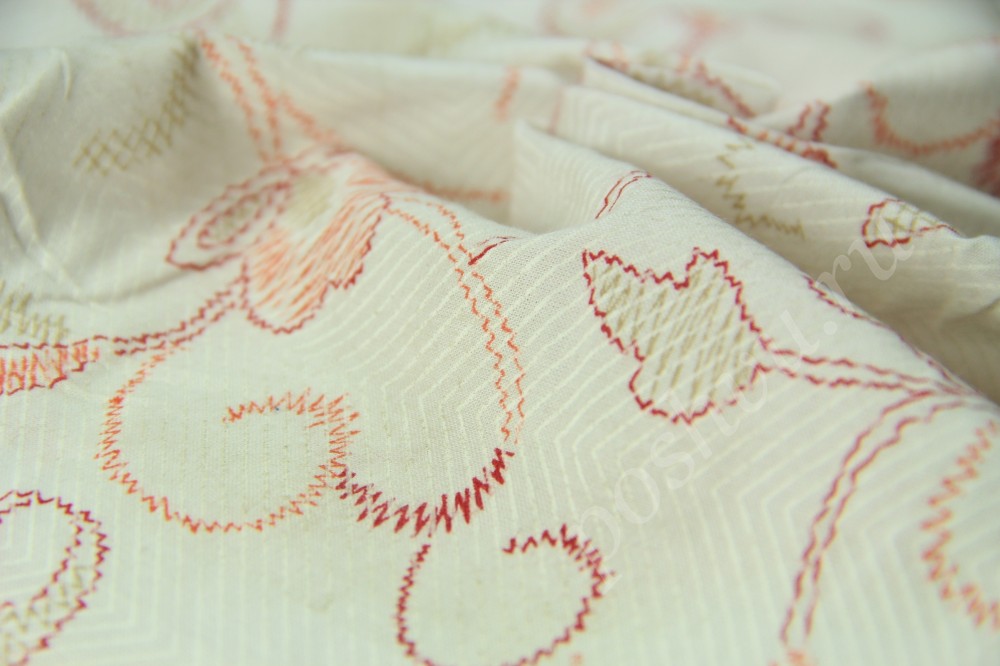 Ткань сорочечная белого цвета в флористический узор