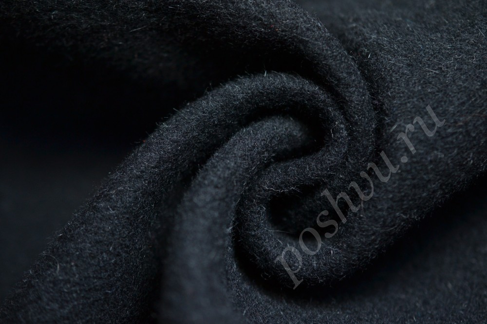Ткань пальтовая лаконичного темно-синего оттенка