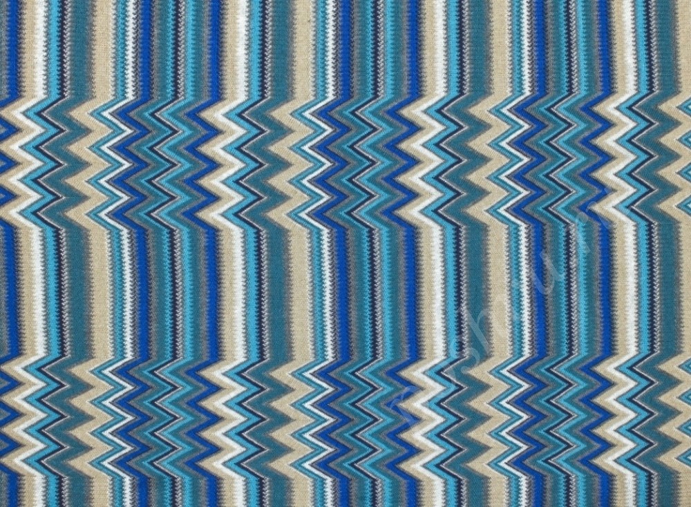 Трикотаж Missoni, цвет - изумрудный, бежевый, синий, полоска