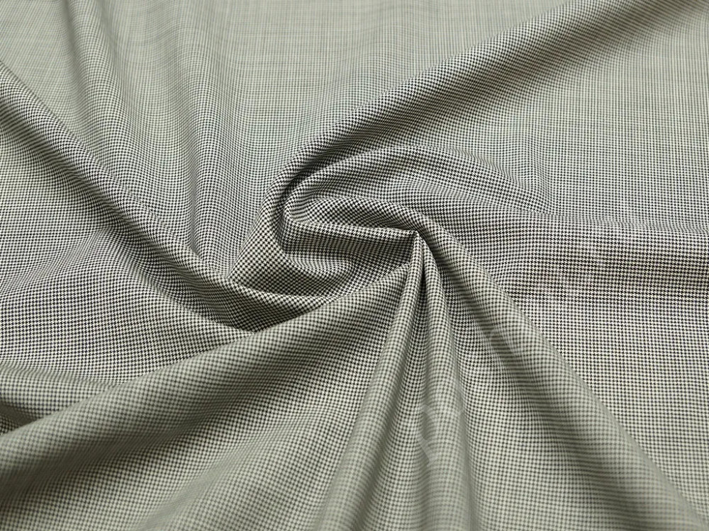 Костюмная двухстороння ткань черно-белого цвета в мелкую гусиную лапку