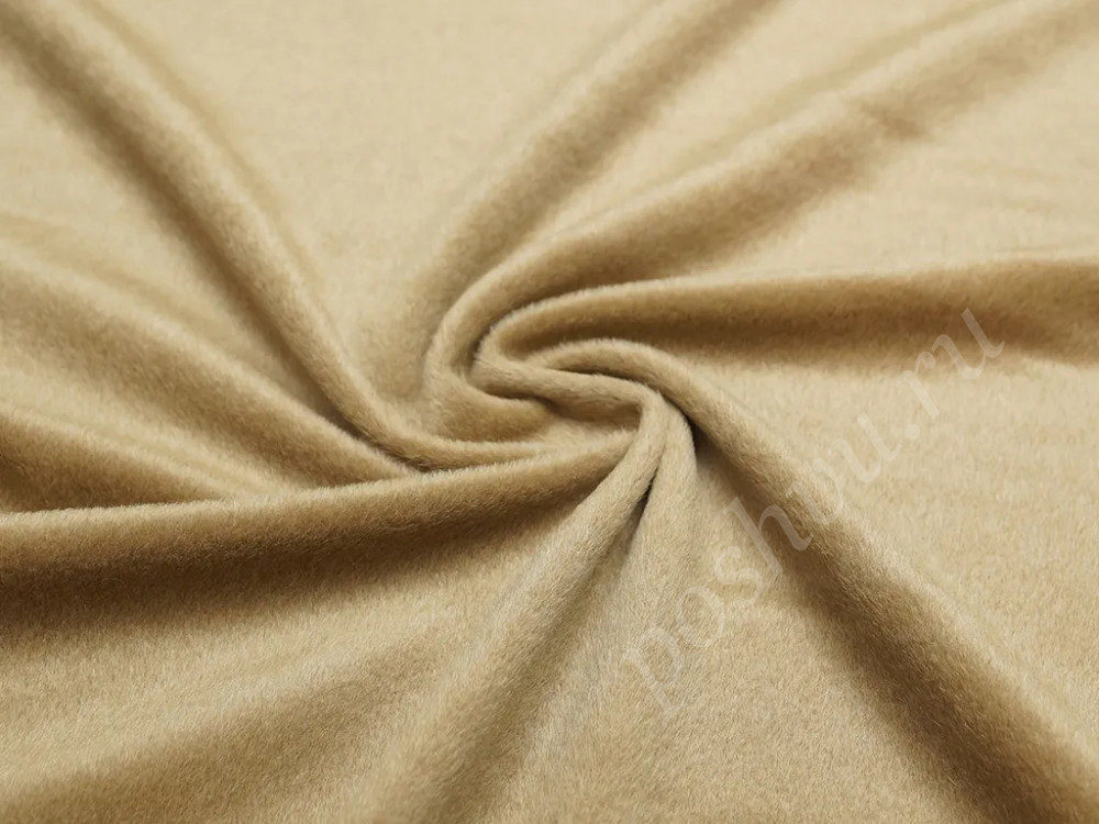 Пальтовая меланжевая ткань бежевого цвета с коротким ворсом