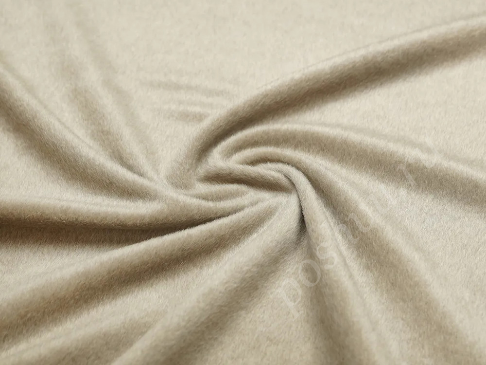Пальтовая меланжевая ткань песочного цвета с коротким ворсом