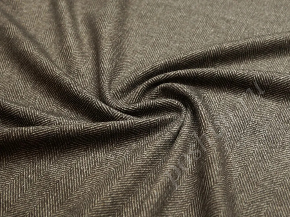 Пальтовая ткань светло-коричневого цвета в елочку