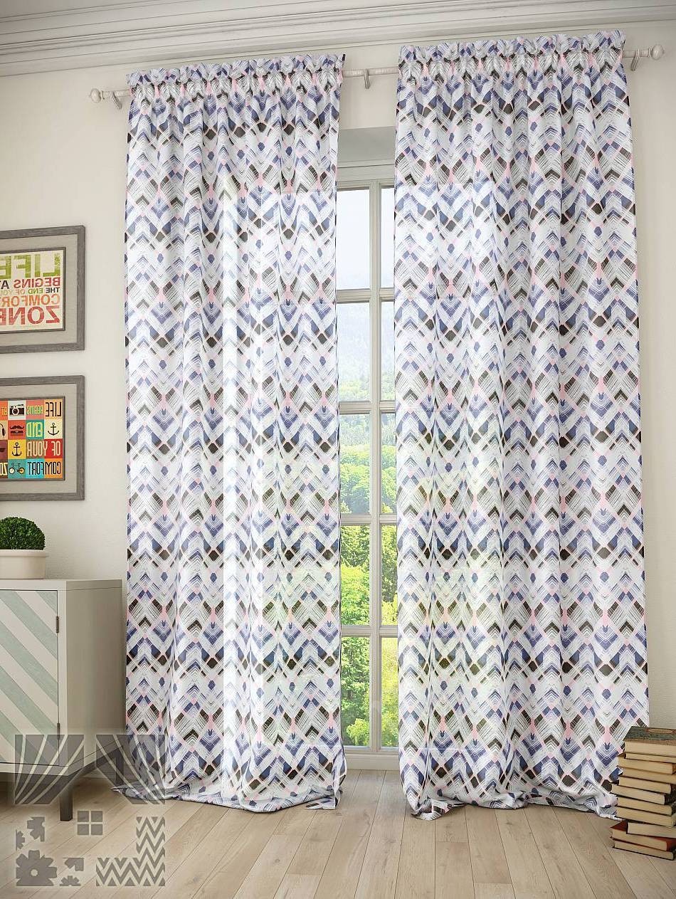 Цветной легкий тюль с абстрактным структурированным узором для гостиной или спальни