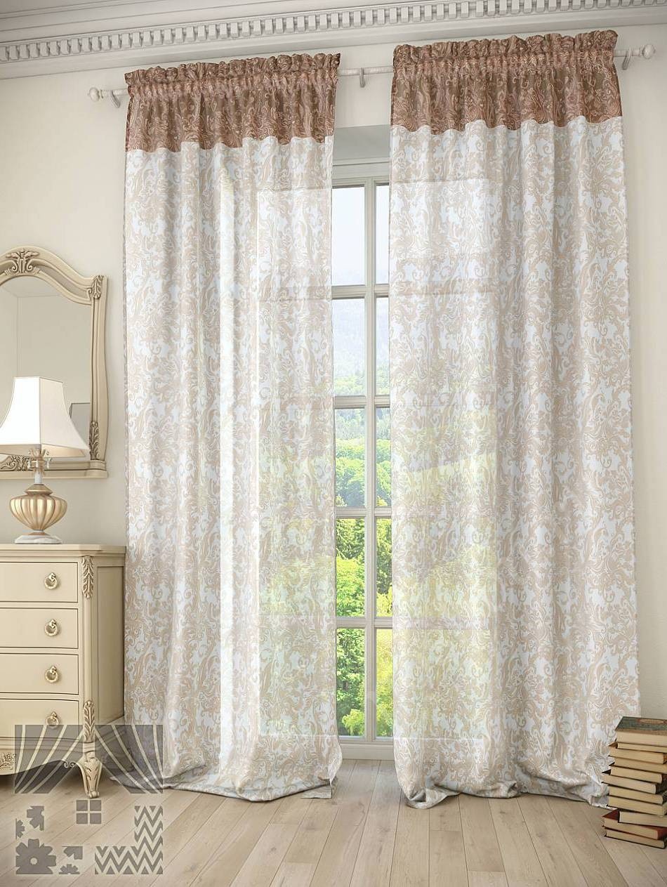 Шикарный цветной тюль с классическим флористическим узором для гостиной или спальни