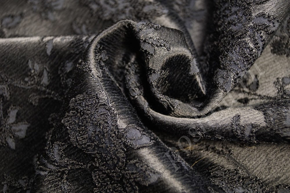 Шикарная ткань жаккард цвета серых сумерек с цветочным принтом