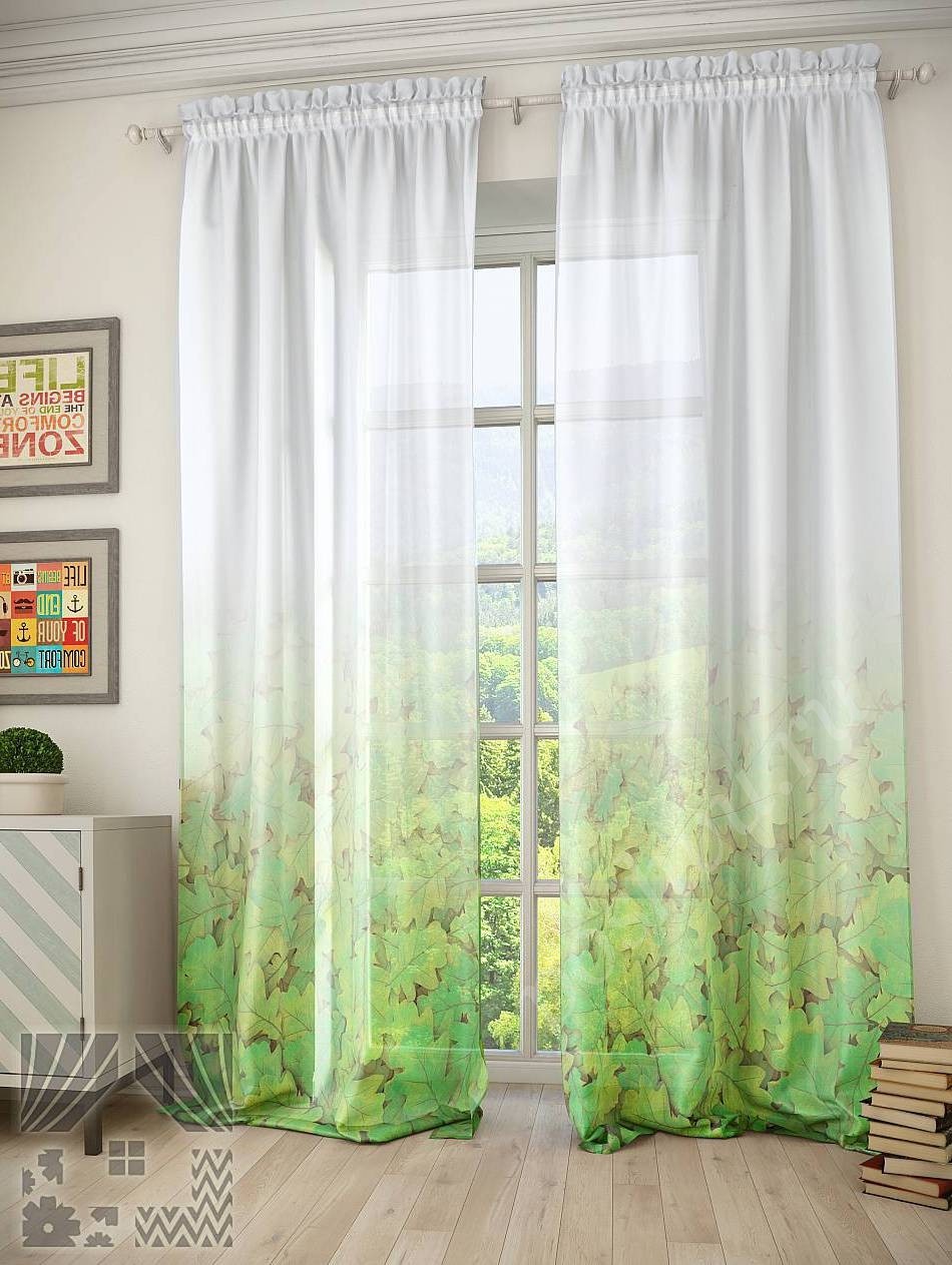 Симпатичный тюль с изображением осенних дубовых листьев для гостиной или спальни