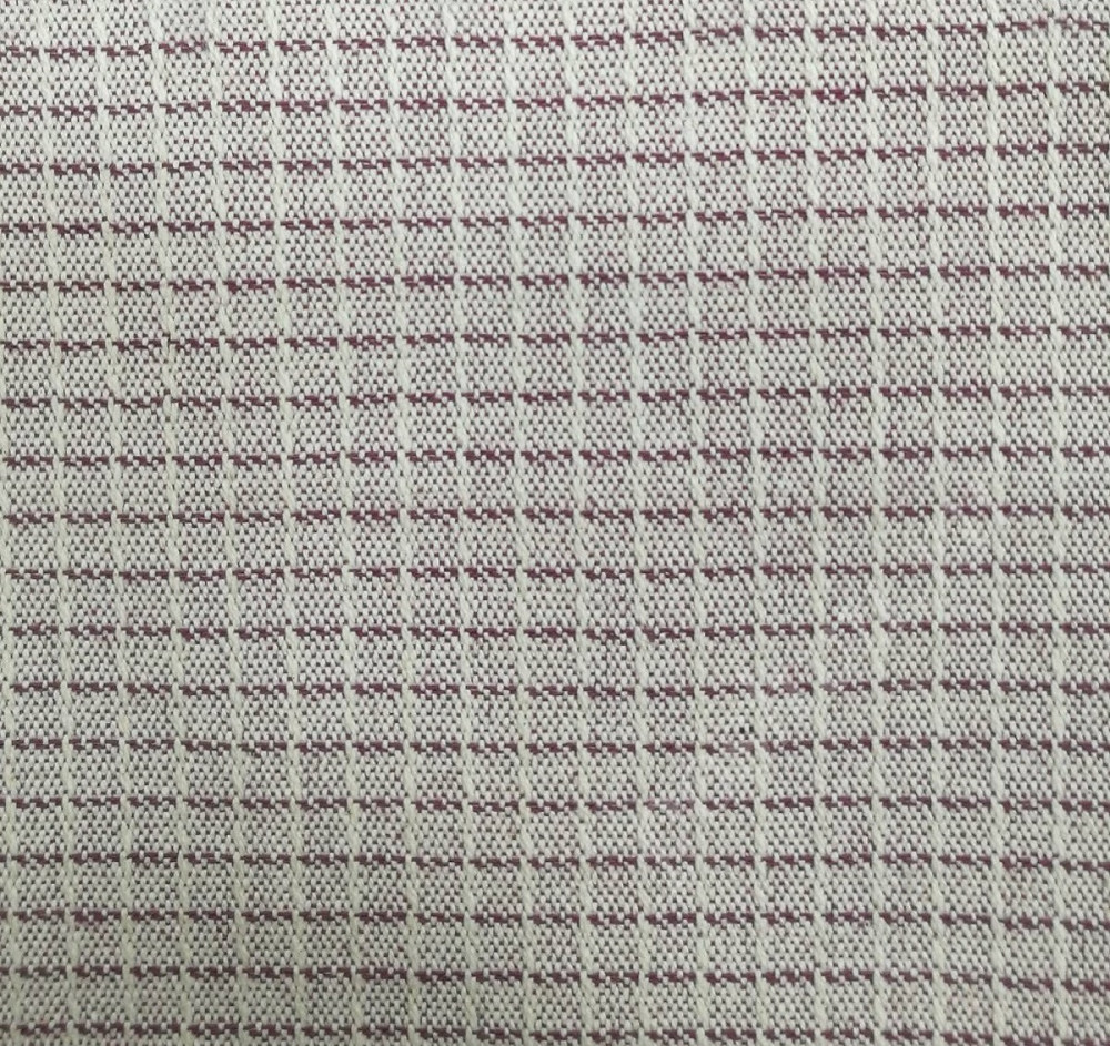 Мебельная ткань жаккард CUADRO бежево-бордовая клетка (раппорт 0,75х0,75см)